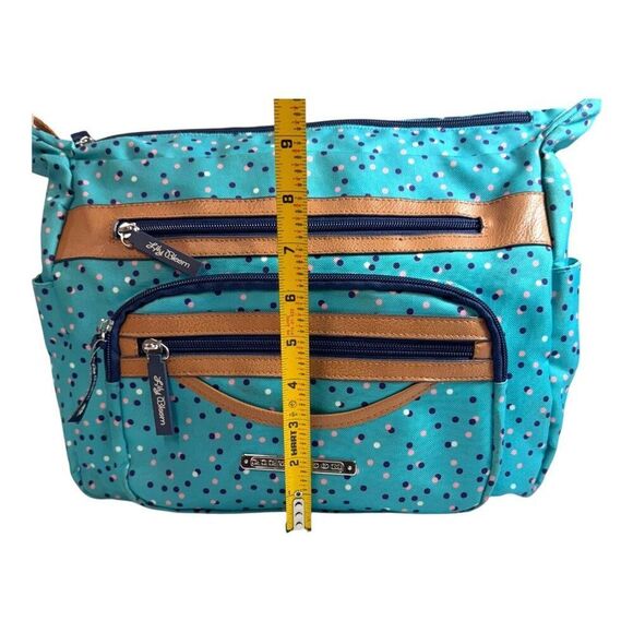 Lily Bloom Crossbody Bag Shadow Dot Purse Organizer Pockets Spotted Teal Blue - Picture 7 of 8